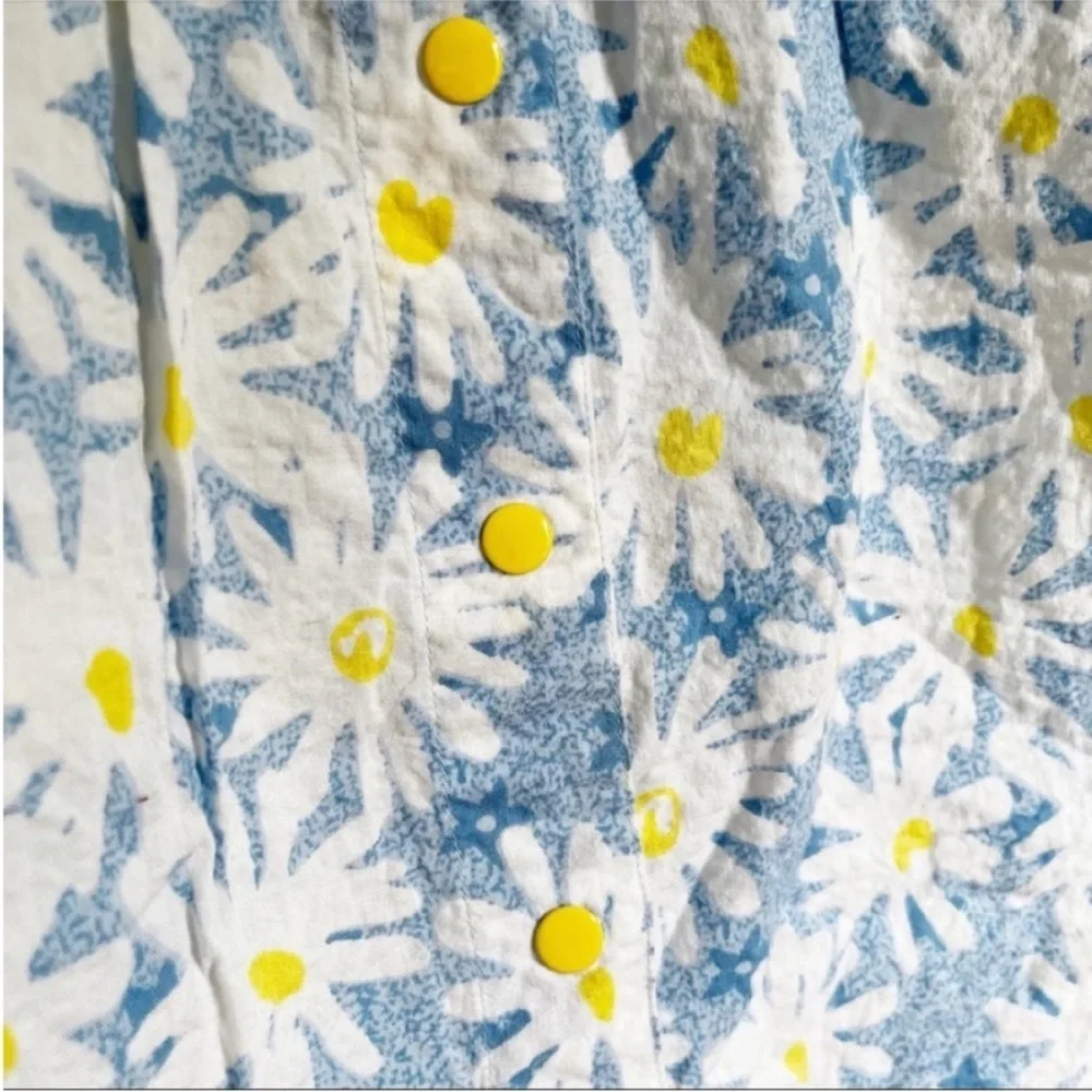 Gymboree girls top blue white Flower Party daisies vintage collar snaps